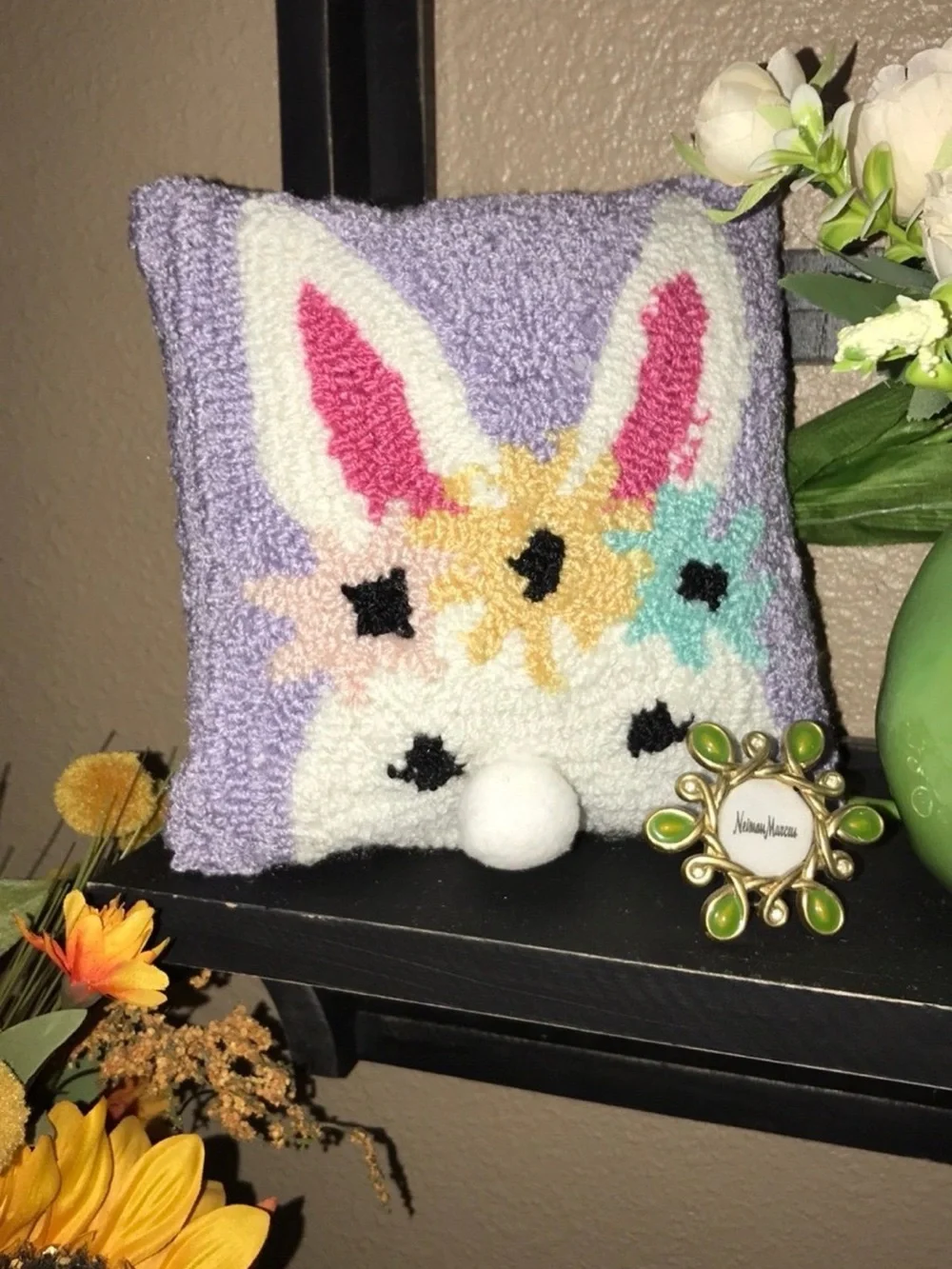 Plush Bunny Face Hooked Pillow - NWT Little Bunny Pillow 8x8